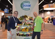 Jeff Bruff with Rock Garden South and Bryan Thornton with Coosemans Atlanta proudly show a display of exotic fruit varieties.
